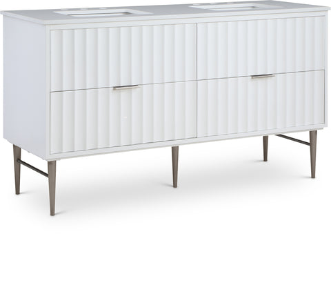 Meridian Furniture Modernist 60" Engineered Stone Top And Solid Wood Base Bathroom Vanity - Chrome