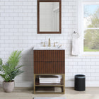 Meridian Furniture Monad 24" Genuine Marble Top, Steel And Glass Base Vanity