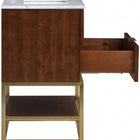 Meridian Furniture Monad 24" Genuine Marble Top, Steel And Glass Base Vanity