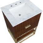Meridian Furniture Monad 24" Genuine Marble Top, Steel And Glass Base Vanity