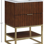 Meridian Furniture Monad 24" Genuine Marble Top, Steel And Glass Base Vanity