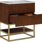 Meridian Furniture Monad 30" Genuine Marble Top, Steel And Glass Base Vanity