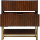 Meridian Furniture Monad 30" Genuine Marble Top, Steel And Glass Base Vanity