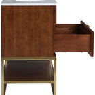 Meridian Furniture Monad 30" Genuine Marble Top, Steel And Glass Base Vanity