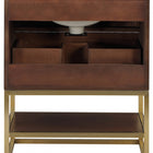 Meridian Furniture Monad 30" Genuine Marble Top, Steel And Glass Base Vanity