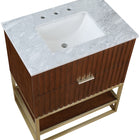 Meridian Furniture Monad 30" Genuine Marble Top, Steel And Glass Base Vanity