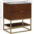 Meridian Furniture Monad 30" Genuine Marble Top, Steel And Glass Base Vanity