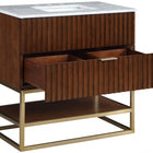 Meridian Furniture Monad 36" Genuine Marble Top, Steel And Glass Base Vanity