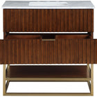 Meridian Furniture Monad 36" Genuine Marble Top, Steel And Glass Base Vanity