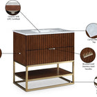 Meridian Furniture Monad 36" Genuine Marble Top, Steel And Glass Base Vanity