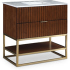 Meridian Furniture Monad 36" Genuine Marble Top, Steel And Glass Base Vanity
