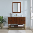 Meridian Furniture Monad 48" Genuine Marble Top, Steel And Glass Base Vanity