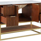 Meridian Furniture Monad 48" Genuine Marble Top, Steel And Glass Base Vanity