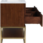 Meridian Furniture Monad 60" Genuine Marble Top, Steel And Glass Base Vanity