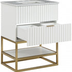 Meridian Furniture Monad 24" Genuine Marble Top, Steel And Glass Base Vanity