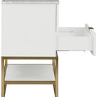 Meridian Furniture Monad 24" Genuine Marble Top, Steel And Glass Base Vanity