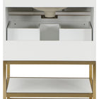Meridian Furniture Monad 24" Genuine Marble Top, Steel And Glass Base Vanity