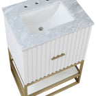 Meridian Furniture Monad 24" Genuine Marble Top, Steel And Glass Base Vanity