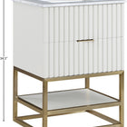 Meridian Furniture Monad 24" Genuine Marble Top, Steel And Glass Base Vanity