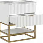 Meridian Furniture Monad 30" Genuine Marble Top, Steel And Glass Base Vanity
