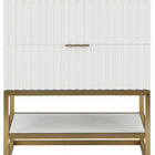 Meridian Furniture Monad 30" Genuine Marble Top, Steel And Glass Base Vanity