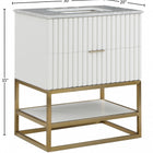 Meridian Furniture Monad 30" Genuine Marble Top, Steel And Glass Base Vanity