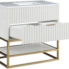 Meridian Furniture Monad 36" Genuine Marble Top, Steel And Glass Base Vanity