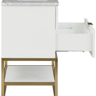 Meridian Furniture Monad 36" Genuine Marble Top, Steel And Glass Base Vanity