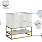 Meridian Furniture Monad 36" Genuine Marble Top, Steel And Glass Base Vanity
