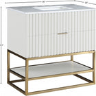 Meridian Furniture Monad 36" Genuine Marble Top, Steel And Glass Base Vanity
