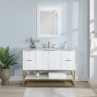 Meridian Furniture Monad 48" Genuine Marble Top, Steel And Glass Base Vanity