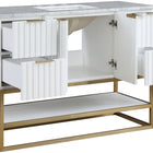 Meridian Furniture Monad 48" Genuine Marble Top, Steel And Glass Base Vanity