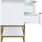 Meridian Furniture Monad 48" Genuine Marble Top, Steel And Glass Base Vanity