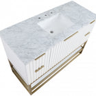 Meridian Furniture Monad 48" Genuine Marble Top, Steel And Glass Base Vanity