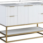 Meridian Furniture Monad 48" Genuine Marble Top, Steel And Glass Base Vanity