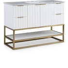 Meridian Furniture Monad 48" Genuine Marble Top, Steel And Glass Base Vanity