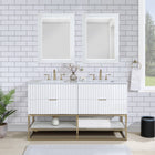 Meridian Furniture Monad 60" Genuine Marble Top, Steel And Glass Base Vanity