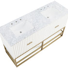 Meridian Furniture Monad 60" Genuine Marble Top, Steel And Glass Base Vanity
