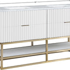 Meridian Furniture Monad 60" Genuine Marble Top, Steel And Glass Base Vanity