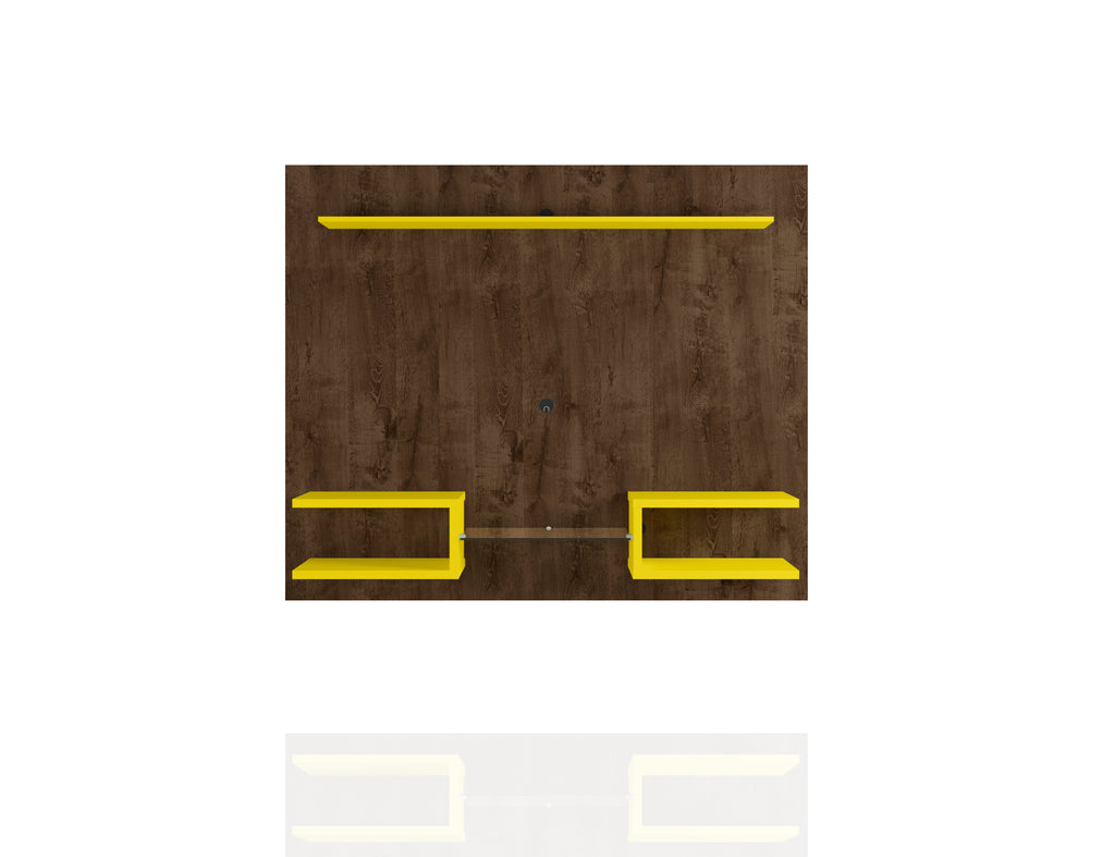Manhattan Comfort Plaza Modern 64" TV Panel in Rustic Brown and Yellow