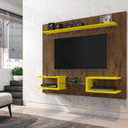 Manhattan Comfort Plaza Modern 64" TV Panel in Rustic Brown and Yellow
