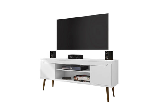 Manhattan Comfort Bradley Mid-Century Modern 63" TV Stand in White