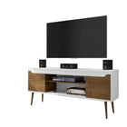 Manhattan Comfort Bradley Mid-Century Modern 63" TV Stand in Rustic Brown and White