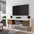 Manhattan Comfort Bradley Mid-Century Modern 63" TV Stand in Rustic Brown and White - 228BMC69