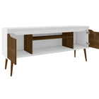 Manhattan Comfort Bradley Mid-Century Modern 63" TV Stand in Rustic Brown and White - 228BMC69