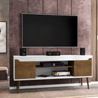 Manhattan Comfort Bradley Mid-Century Modern 63" TV Stand in Rustic Brown and White - 228BMC69