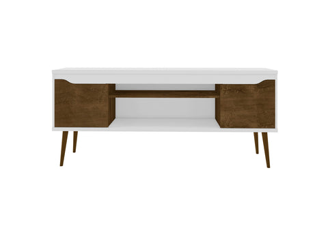 Manhattan Comfort Bradley Mid-Century Modern 63" TV Stand in Rustic Brown and White - 228BMC69