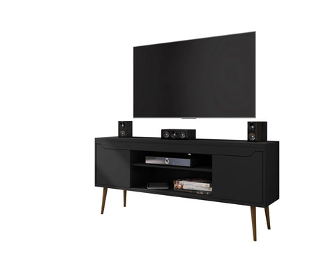 Manhattan Comfort Bradley Mid-Century Modern 63" TV Stand in Black