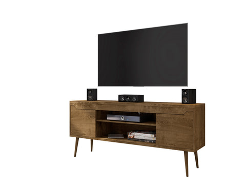 Manhattan Comfort Bradley Mid-Century Modern 63" TV Stand in Rustic Brown
