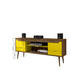 Manhattan Comfort Bradley Mid-Century Modern 63" TV Stand in Rustic Brown and Yellow